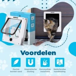 Skipoo Kattenluik Met Tunnel - Weerbestendig - Grote Kat - 4 Vergrendelingsstanden - Wit -Kattenspeelgoed Winkel 1200x1200 673