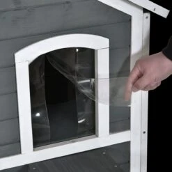 PawHut Kattenhuis Voor Buiten Kattenhut Met 2 Verdiepingen Kattenvilla, Asfaltdak, Massief Hout Grijs D30-236 15 PawHut Kattenhuis Voor Buiten Kattenhut Met 2 Verdiepingen Kattenvilla, Asfaltdak, Massief Hout Grijs D30-236 -Kattenspeelgoed Winkel 1200x1200 690