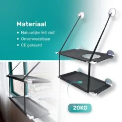 Raamhangmat - Dubbellaags - Met Zuignappen - 20kg Draag Gewicht - Kattenhangmat - Hangmat Kat - Kattenbed - Kattenkussen - Kattenbank - Kattenmand - Raam - Kattenhangmat Raam - Zwart - Radiator -Kattenspeelgoed Winkel 1200x1200 772