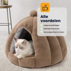 MIRO Katten Huis - Kattenhuizen - Kattenhok - Kattenmand - Dierenhuis - Extra Zacht - Bruin -Kattenspeelgoed Winkel 1200x1200 805