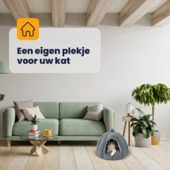 MIRO Katten Huis - Kattenhuizen - Kattenhok - Kattenmand - Dierenhuis - Extra Zacht - Grijs -Kattenspeelgoed Winkel 1200x1200 836