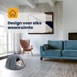 MIRO Katten Huis - Kattenhuizen - Kattenhok - Kattenmand - Dierenhuis - Extra Zacht - Grijs -Kattenspeelgoed Winkel 1200x1200 837