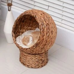 PawHut Kattenmand Rotan Kattennest Kattenbed Met Kussen Huisdierbed Bruin D30-104 -Kattenspeelgoed Winkel 1200x1200 841