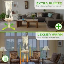 Qoods Kattenhangmat Macramé - Hangende Kattenmand Raam Of Radiator - Kattenbed - Poezenmand -Kattenspeelgoed Winkel 1200x1200 846