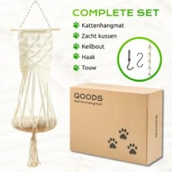Qoods Kattenhangmat Macramé - Hangende Kattenmand Raam Of Radiator - Kattenbed - Poezenmand -Kattenspeelgoed Winkel 1200x1200 848