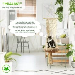 Qoods Kattenhangmat Macramé - Hangende Kattenmand Raam Of Radiator - Kattenbed - Poezenmand -Kattenspeelgoed Winkel 1200x1200 849