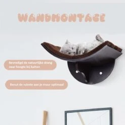 Merkloos Paws And Claws - Cat Shelf – Hangmat Kat – Kattenplank - Kattenbed - Wasbaar – Wandmontage – MDF - Bruin -Kattenspeelgoed Winkel 1200x1200 876