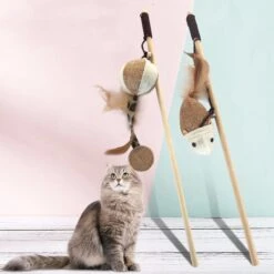 Katten Speeltjes Katten Speelgoed Kattenspeeltjes Katten Hengel Bal – Wit Bruin -Kattenspeelgoed Winkel 1200x1200 905