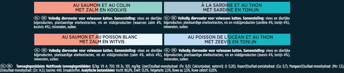 Gourmet Perle Duo – Kattenvoer Natvoer - Met Zalm En Koolvis, Zalm En Witvis, Zeevis En Tonijn, Sardine En Tonijn – 48 X 85 Gr 5 Gourmet Perle Duo – Kattenvoer Natvoer - Met Zalm En Koolvis, Zalm En Witvis, Zeevis En Tonijn, Sardine En Tonijn – 48 X 85 Gr - Afbeelding 3