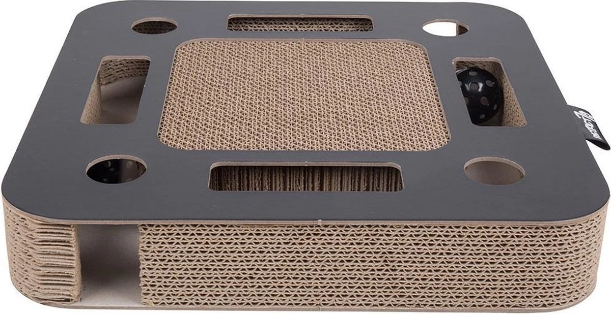 Interactief Krabspeelgoed Van Karton Met Balletje En Belletje - District 70 SPY - Zwart Of Wit 35x35x6cm - Zwart 9 Interactief Krabspeelgoed Van Karton Met Balletje En Belletje - District 70 SPY - Zwart Of Wit 35x35x6cm - Zwart - Afbeelding 7