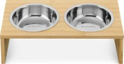 Navaris Verhoogd Dubbel Dieren Voedingsstation - 2 Kommen Voor Katten En Kleine Honden - Roestvrij Staal - Verhoogde Bamboe Standaard -Kattenspeelgoed Winkel 1200x619 1