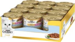 Gourmet Gold Luxe Mix - Kattenvoer Natvoer - Zeevis & Spinazie - 24 X 85 Gr -Kattenspeelgoed Winkel 1200x671