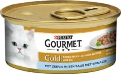 Gourmet Gold Luxe Mix - Kattenvoer Natvoer - Zeevis & Spinazie - 24 X 85 Gr -Kattenspeelgoed Winkel 1200x734