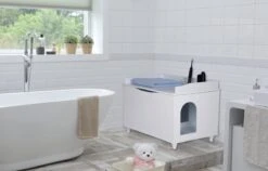 WONDERMAKE® Grote Kattenkast Houten Voor Kattenbak-box Kattentoilet, XL-kattenbak Dressoir Kastje, Designer Kattenhuis Met Kattenhol Kattenmand, Kasten Kast Voor Badkamer, 73,5 X 51,5 X 57 Cm, Wit -Kattenspeelgoed Winkel 1200x770 5
