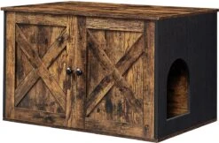 Meubelexpert Kattenhuis Voor Kattenbak - Met Deuren - Vintage - Bruinzwart - PCL002X02