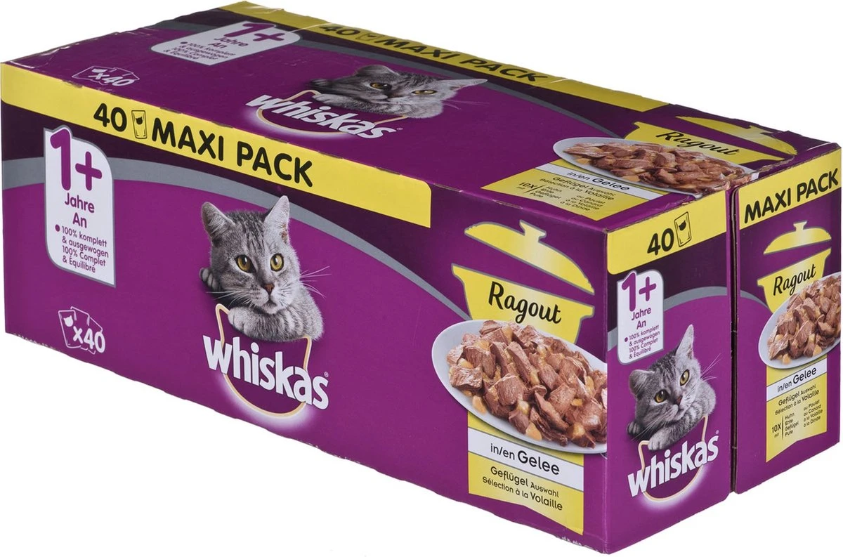 Whiskas Katten Natvoer, Ragout Van Gevogelte In Gelei, 1+, Multipack (40x85g), 3.4 Kg 3 Whiskas Katten Natvoer, Ragout Van Gevogelte In Gelei, 1+, Multipack (40x85g), 3.4 Kg
