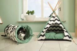 Beeztees Kioni Tipi Tent - Kattenhuis - Zwart/Wit - 50x50x70 Cm -Kattenspeelgoed Winkel 1200x800 32