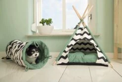 Beeztees Kioni Tipi Tent - Kattenhuis - Zwart/Wit - 50x50x70 Cm -Kattenspeelgoed Winkel 1200x800 33