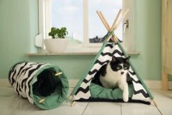 Beeztees Kioni Tipi Tent - Kattenhuis - Zwart/Wit - 50x50x70 Cm -Kattenspeelgoed Winkel 1200x800 36