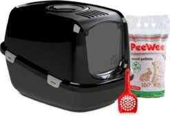 PeeWee Kattenbak XXL EcoDome Startpakket - Zwart - 66,5 X 48,5 X 46,5 Cm -Kattenspeelgoed Winkel 1200x820 1