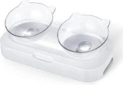 Behave Dubbele Voerbak - Drinkbak - Katten - Verstelbaar - Wit -Kattenspeelgoed Winkel 1200x838