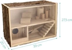 Navaris Houten Hamsterhuis - Speelhut Voor Hamsters, Kleine Knaagdieren, Gerbils, Muizen - Schuilplaats Op Twee Etages Voor Hamster, Cavia, Muis -Kattenspeelgoed Winkel 1200x846 1