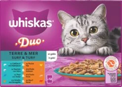 Whiskas 1+ Natvoer - Duo Surf & Turf - Selectie In Gelei - Maaltijdzakjes 48 X 85 G -Kattenspeelgoed Winkel 1200x853