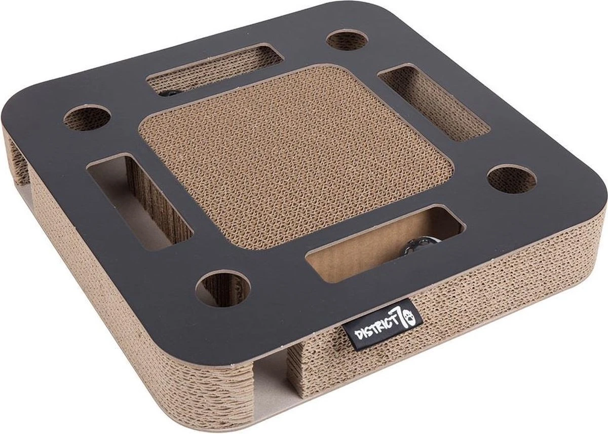 Interactief Krabspeelgoed Van Karton Met Balletje En Belletje - District 70 SPY - Zwart Of Wit 35x35x6cm - Zwart 10 Interactief Krabspeelgoed Van Karton Met Balletje En Belletje - District 70 SPY - Zwart Of Wit 35x35x6cm - Zwart - Afbeelding 8