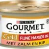 Gourmet Gold Fijne Hapjes - Kattenvoer Natvoer - Zalm & Kip - 24 X 85 Gr -Kattenspeelgoed Winkel 1200x859