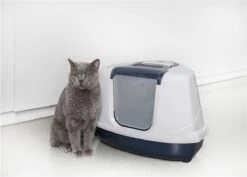 Moderna Flip Hoekkattenbak - Donkerblauw/Wit - 56 X 45 X 39 Cm -Kattenspeelgoed Winkel 1200x859 3