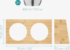 Navaris Verhoogd Dubbel Dieren Voedingsstation - 2 Kommen Voor Katten En Kleine Honden - Roestvrij Staal - Verhoogde Bamboe Standaard -Kattenspeelgoed Winkel 1200x864 3