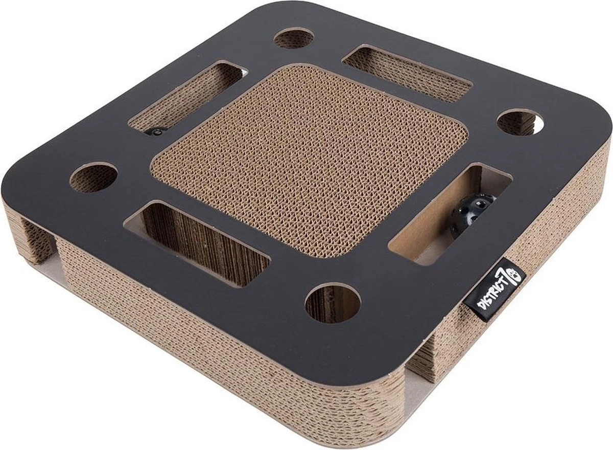 Interactief Krabspeelgoed Van Karton Met Balletje En Belletje - District 70 SPY - Zwart Of Wit 35x35x6cm - Zwart 3 Interactief Krabspeelgoed Van Karton Met Balletje En Belletje - District 70 SPY - Zwart Of Wit 35x35x6cm - Zwart