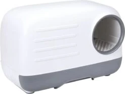 Merkloos PETLUX® XL Kattenbak Retro Design Met Lade, Schep En Opbergruimte - Grote Kattenbak - Kaki -Kattenspeelgoed Winkel 1200x904 1