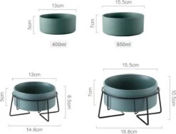 GIZMO 2x Voerbak Kat - 400 Ml - Groen - Keramische Drink- & Voerbakken Met Standaard - 13 Cm - 2 Stuks -Kattenspeelgoed Winkel 1200x917 3