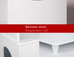 WONDERMAKE® Grote Kattenkast Houten Voor Kattenbak-box Kattentoilet, XL-kattenbak Dressoir Kastje, Designer Kattenhuis Met Kattenhol Kattenmand, Kasten Kast Voor Badkamer, 73,5 X 51,5 X 57 Cm, Wit -Kattenspeelgoed Winkel 1200x922 5