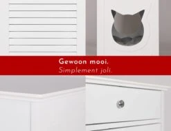 WONDERMAKE® Grote Kattenkast Houten Voor Kattenbak Kattentoilet, XL-kattenbak Dressoir Kastje Met Schuiflade, Designer Kattenhuis Met Kattenhol Kattenbakkast, Kasten Kast Voor Katten Binnen Hoog, 51 X 46 X 96 Cm, Wit -Kattenspeelgoed Winkel 1200x922 9
