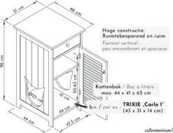 WONDERMAKE® Grote Kattenkast Houten Voor Kattenbak Kattentoilet, XL-kattenbak Dressoir Kastje Met Schuiflade, Designer Kattenhuis Met Kattenhol Kattenbakkast, Kasten Kast Voor Katten Binnen Hoog, 51 X 46 X 96 Cm, Wit -Kattenspeelgoed Winkel 1200x923 2