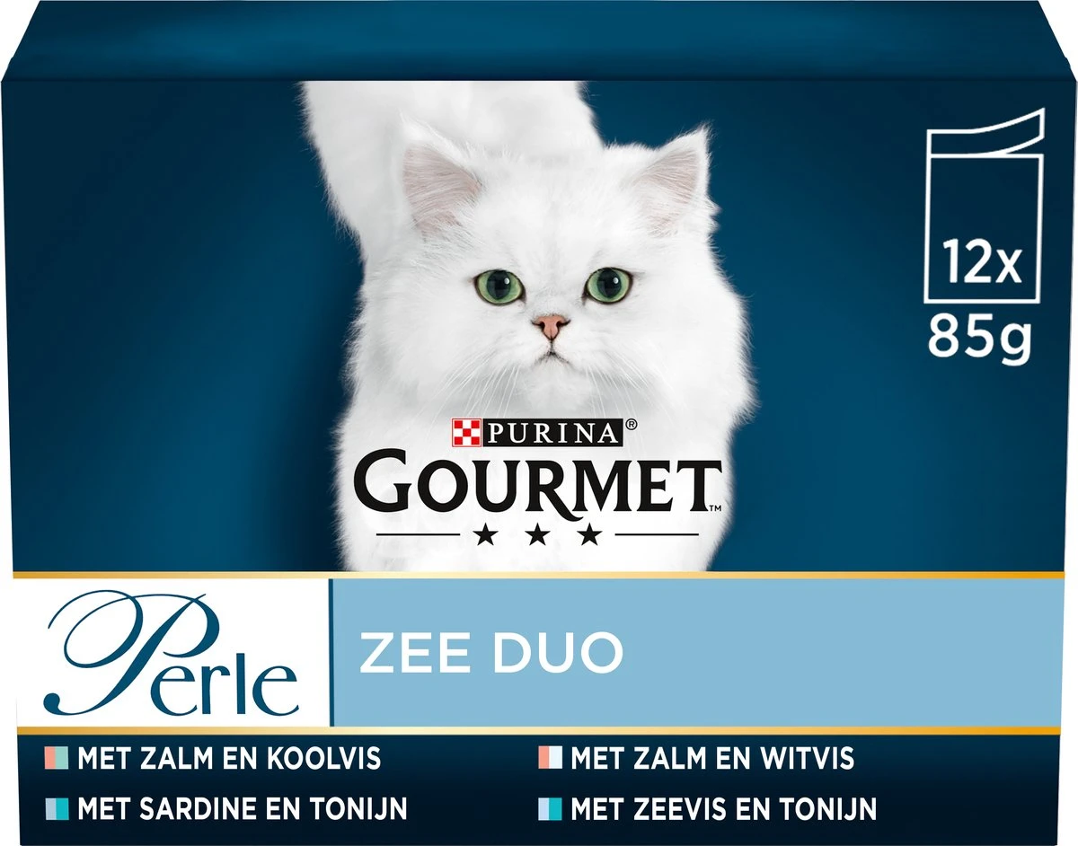 Gourmet Perle Duo – Kattenvoer Natvoer - Met Zalm En Koolvis, Zalm En Witvis, Zeevis En Tonijn, Sardine En Tonijn – 48 X 85 Gr 3 Gourmet Perle Duo – Kattenvoer Natvoer - Met Zalm En Koolvis, Zalm En Witvis, Zeevis En Tonijn, Sardine En Tonijn – 48 X 85 Gr
