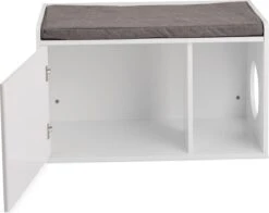 Relaxdays Kattenbak Ombouw - Met Zitkussen - Kattenhuis Wit - Kattenmeubel - Kattenkast -Kattenspeelgoed Winkel 1200x950