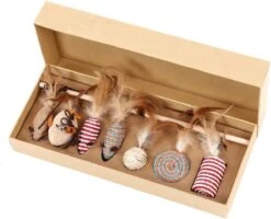 Kattenspeelgoed - Set Met 7 Kattenspeeltjes - Complete Set - Kattenhengel - Speelmuis -Kattenspeelgoed Winkel 1200x974