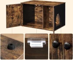 Meubelexpert Kattenhuis Voor Kattenbak - Met Deuren - Vintage - Bruinzwart - PCL002X02 -Kattenspeelgoed Winkel 1200x983 2