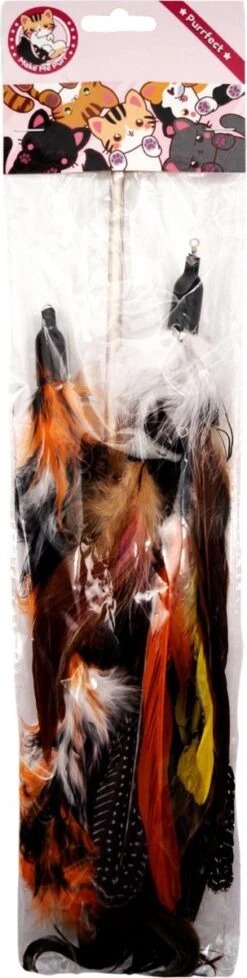 Make Me Purr Kattenhengel Met 5 Hangers (Zwart) - Speelgoed Hengel Voor Katten - Kat Speelhengel Met Veren - Kitten Kattenplager Met Veer - Kattenspeelgoed - Kattenspeeltjes -Kattenspeelgoed Winkel 303x1200