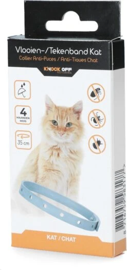 Knock Off Vlooien-tekenband – 100% Natuurlijke Vlooienbestrijding - Zonder Schadelijke Pesticiden Of Gif – Effectief Tot 4 Maanden – Nederlands- En Franstalige Handleiding – Regen- En Waterbestendig - Geschikt Voor Katten – 35 Cm -Kattenspeelgoed Winkel 564x1200