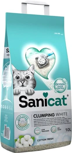 Sanicat Kattenbakvulling Clumping White Cotton Fresh 20 Liter -Kattenspeelgoed Winkel 569x1200