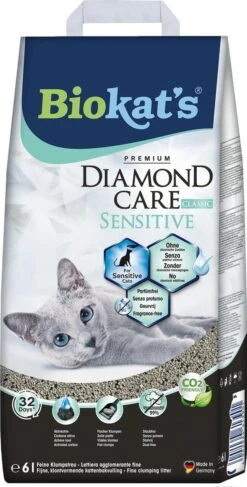 Biokat's Diamond Care Sensitive Classic - 6 L - Kattenbakvulling - Klontvormende - Zonder Geur - Aktieve Kool - Voor Gevoelige Katten -Kattenspeelgoed Winkel 609x1200