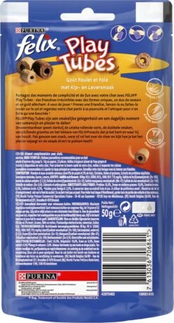 Felix PlayTubes - Kattensnacks - Kip & Lever - 8 X 50g -Kattenspeelgoed Winkel 646x1200 2