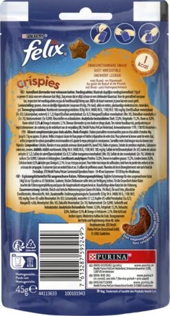 Felix Crispies - Kattensnacks Rund & Kip - 8 X 45g 12 Felix Crispies - Kattensnacks Rund & Kip - 8 X 45g -Kattenspeelgoed Winkel 646x1200 3