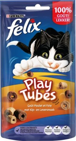 Felix PlayTubes - Kattensnacks - Kip & Lever - 8 X 50g -Kattenspeelgoed Winkel 648x1200 3