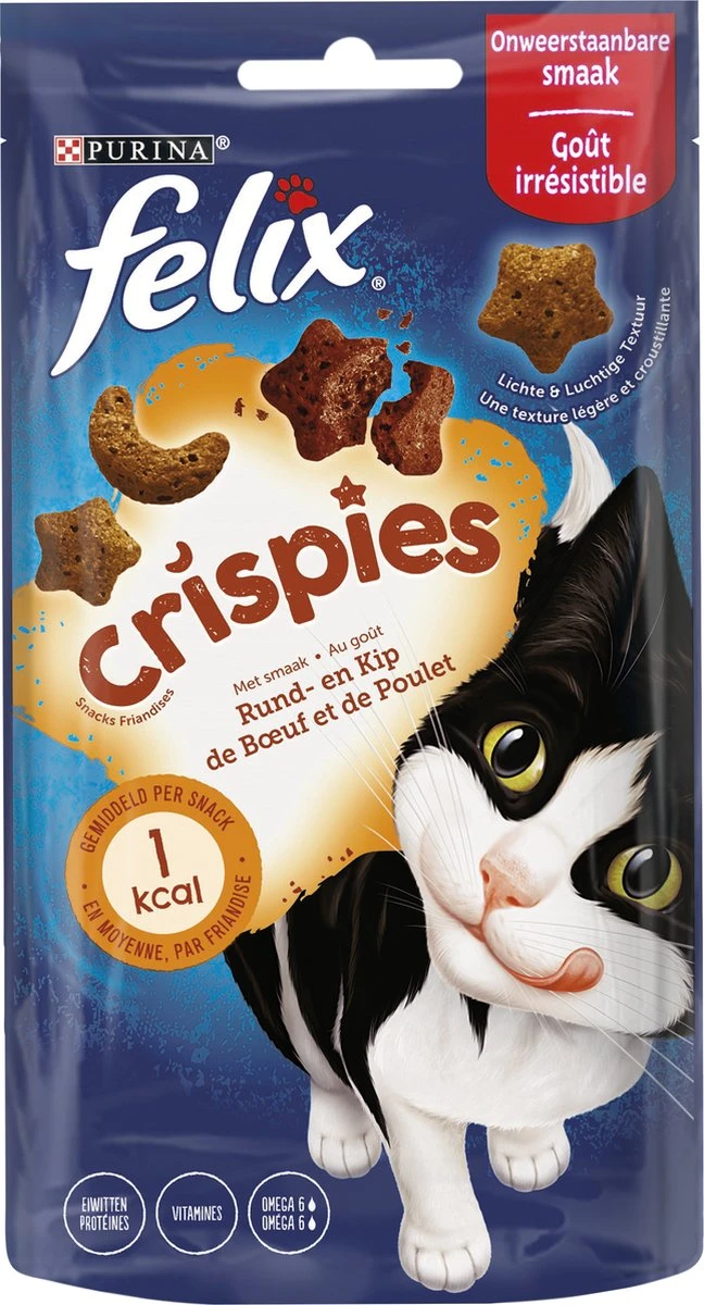 Felix Crispies - Kattensnacks Rund & Kip - 8 X 45g 3 Felix Crispies - Kattensnacks Rund & Kip - 8 X 45g