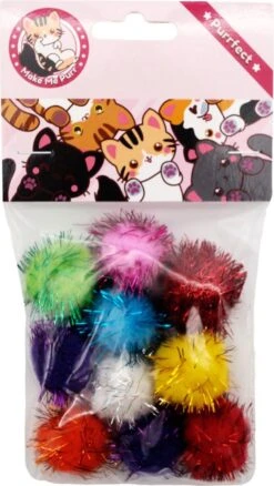 Make Me Purr Glitter Pompon Ballen (10 Stuks) - Kattenspeeltjes - Kattenspeelgoed - Speelgoed Voor Katten - Kat Speeltje Bal - Kitten Speeltjes Balletjes -Kattenspeelgoed Winkel 677x1200